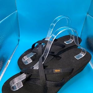 TEVA Women's MUSH MANDALYN WEDGE OLA 2 Sandals Black Size 11 US/42 EU